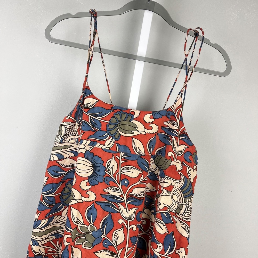 Shar With Boho Dress Womens M Tie Straps Bird Flower Print Resort Tropical